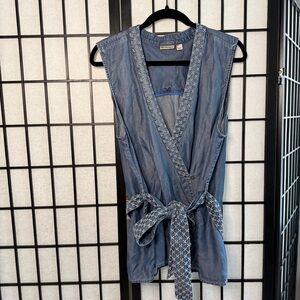 Holding Horses x Anthropologie Embroidered Sleeveless Denim Top L